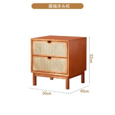 라탄 사이드 테이블 침대 협탁 원목 수납장 거실 옆 탁자 인테리어 가구, 1개, 체리 우드 직선다리 탁자