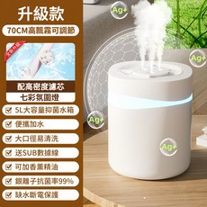 加濕器 淨化加濕+抑菌水箱 配高密度濾芯 5L大容量, 加濕器升级款【納米噴霧+恆濕+氛圍燈】