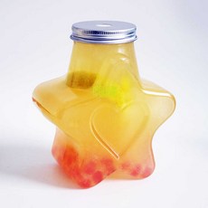 可開發票 五角星奶茶杯子一次性帶蓋透明PET塑料飲瓶料鮮榨果汁杯網紅外賣, 1個, 500ml瓶子+密封蓋,10只