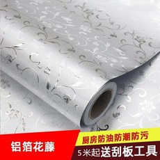 廚房防油貼紙 防水防潮耐高溫自粘鋁箔紙, 1個, 蔓藤花紋,60寬*3米