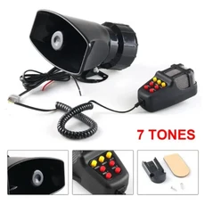 마이크 포함 자동차 경적 시끄러운 오토바이 사이렌 차량 트럭 경고 경보 확성기 플라스틱 경찰 소방관, 1개