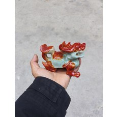 비휴 해태상 옥거북이 액막이 풍수 장식품, 24 와인레드 13cm