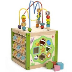 에버어쓰 5in1 다기능 롤러코스터 도형 블럭 큐브 EverEarth My First 5 in 1 Multi Play Wooden Activity Cube, 1개