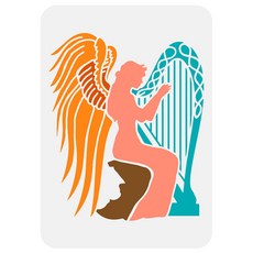 1개 스크랩북 패브릭 타일 바닥 가구 나무 등에 그림을 그릴 수 있는 플라스틱 속이 빈 드로잉 페인팅 스텐실 템플릿 천사와 선녀 도안(29.7x21cm), 하얀색