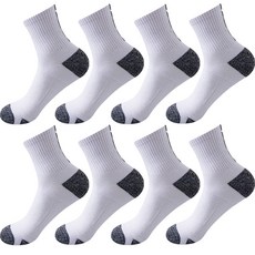 고즈 남성 스포츠 양말 러닝 양말 8켤레, 화이트+화이트 8켤레