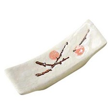 엠토이 유약 채색 세라믹 수저받침, 레드 플럼 블라썸, 1개