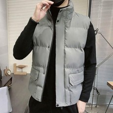 秋冬季男款短版羽絨棉服 青年立領防風防水保暖 舒適透氣刷毛 無袖鋪棉背心坎肩