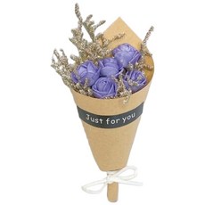 ONEDAY 仿真玫瑰乾燥花禮盒花束, 紫玫瑰