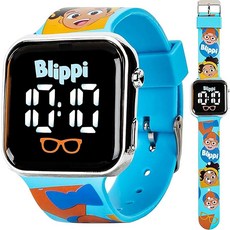 Blippi LED 시계 - 재미있는 조명이 있는 대화형 교육 도구 내구성 블루 스트랩 교육용 스크린 타임