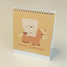 [밤토리상점] 2026년도 밤토리 캘린더 (귀여운 곰돌이 캐릭터 탁상 달력)