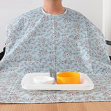 하이메디 방수 에이프런 턱받이 환자 앞치마 간병 어르신 재활 노인 병원 요양원, 1개, 민트플라워