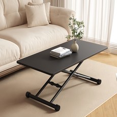 TaiStar접이식 다기능 식탁 접이식 거실 테이블 높이조절 테이블T856-037, 블랙100X60cm