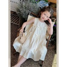 女童夏季蝴蝶結背心公主連衣裙