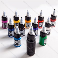 美國SOLID INK 紋身色料套組 12色, 1個, 11瓶0.5oz+1瓶1oz
