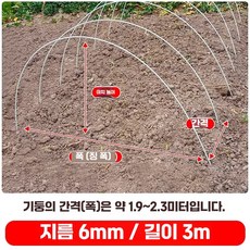 온실 프레임 텃밭 강선활대 비닐하우스활대 터널 폴대 아치형 지지대, 1개, 6mm 3m 10개 (체험용)