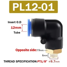 공압 에어 커넥터 PL 4 6 8 10 12mm 나사 1/8 인치3/8인치 인치기관 엘보 피팅 호스 연결 개, 03 50 PCS, 04 PL12 01