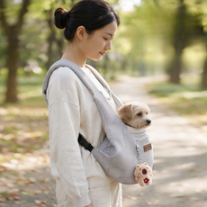 롱펫 강아지 고양이 여름 메쉬 포대기 이동가방, 1개, 회색