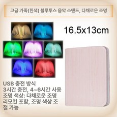 펼치는 책 조명 접이식 독서등 이색적인, 가죽 중형 백무늬 블루투스 책등 불포함