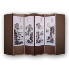 (두레공예사) 옥비단 반야 산수화 6폭 병풍(커버포함) nys+179ly