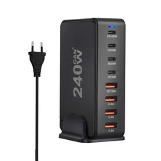 268W 240W 데스크탑 GaN 빠른 PD 충전기 8 포트 USB 유형 C 미국 EU 영국 플러그 어댑터 휴대 전화 노트북, 05 240W EU Plug