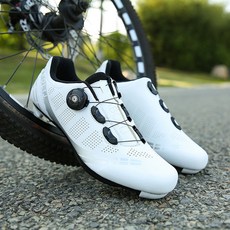 자전거 운동화 스피닝 실내자전거 슈즈 로드 페달신발, 265, T27 화이트 무잠금 고무 밑창