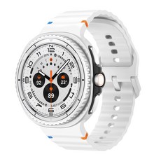 갤럭시워치8/8클래식 호환 실리콘 스포츠 밴드 컬러풀한 스티치 스트랩 40mm 44mm 46mm, 화이트