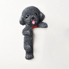 可愛狗法鬥開關裝飾墻貼保護套 現代簡約樹脂動物3D立體插座貼, 灰色左立泰迪