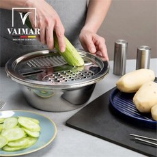 바이마르 조리도구, 믹싱볼 27cm + 타공채반 27cm + 야채커터 뚜껑, 1세트