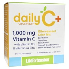 LIFE EXTENSION 每日維生素 C 1000 mg活力飲料混合柑橘味 30 片, 1個, 156g