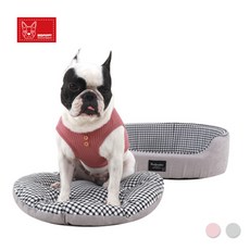 레드퍼피 베넹 반려동물 체크 원방석, 핑크, 1개