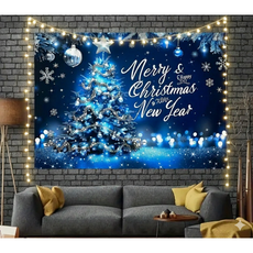 크리스마스 포스터 초대형 현수막 + 조명장식, 3. 블루 트리+ 조명줄