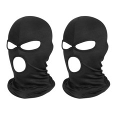 남성용 푸카프트 3홀 발라클라바 스키 마스크 오토바이 사냥용 얇은 풀페이스 사이클링 모자 블랙/블랙, Bla /Bla, 2pk 3 Hole