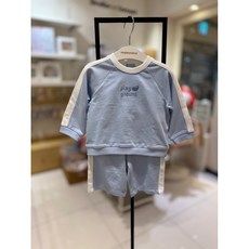 [해피랜드] 여름 40% /봄 초여름 초가을에 입기 좋은 긴팔 반바지 상하 세트 /부드럽고 신축성 좋은 원단 /등원룩 문센룩 추천*두들7부상하*