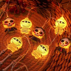 桃園出貨 萬聖節新品LED燈串幽靈木乃伊南瓜燈串鬼屋裝飾燈串戶外節日佈置燈太陽能電池USB燈串, 萬聖節爆款組合,3米20L[電池款]常亮/閃爍, 1個