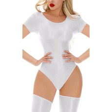 발레복 체조 반짝이는 오일 통 하이컷 유니폼 여성용 Ausing 원피스 글로시 바디수트 레오타드