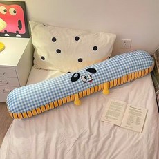 긴 베개 수면용 침대 옆 베개 인형 분리형 세탁 가능한 수면용 옆으로 자는 베개 귀여운, 1.2米, 파란색 귀여운 체크무늬 긴 베개