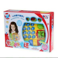 卡通音樂電話玩具 兒童益智玩具 顏色鍵電話機 會提問發光 寶寶啟蒙玩具, 1個