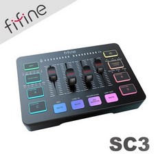 FIFINE SC3 RGB 音訊混音器 USB 直播聲卡, 1個, 黑色