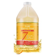 Seven MINERAL 미네랄s Pure Castile 비누 스위트 오렌지 226.8g(8온스) - 팜 오일 없음 GMO 프리 민감한 피부 및 베이비 워시를 위한 부드러운, 베스트 스위트 오렌지, 64 Fl Oz (Pack of 1)