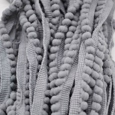 5 야드 Pom Pom 트림 볼 11 mm 미니 진주 Pompom 프린지 리본 바느질 레이스 Kintted 패브릭 수제 공예 액세서리, 회색, 1개