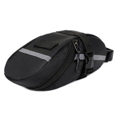 自行車座墊包 帶反光條 通用型 安裝方便, 黑色, 1個