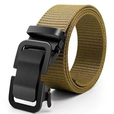 腰帶自動扣帆布腰帶休閒耐用腰帶軍訓褲帶戰術褲帶束腰帶布腰帶運動腰帶布皮帶3UEF, 卡其【匠心高級設計款】,120cm【80-210斤】, 1個