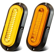 WahMOTOTin 2pcs 6인치 타원형 헤일로 레드 52 LED 트레일러 조명 플랜지 서피스 마운트 브레이크 스톱 주행 턴 시그널 테일 라이트 특허받은 잠수정 IP67 DC