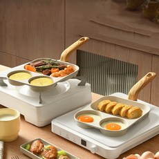 키친콕 IH 인덕션 에그팬 계란 후라이팬 계란말이 팬 3구, 1개, 20cm