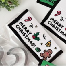 올라아이템즈 크리스마스 선물 쿠키 사탕 포장 헤더택, 50매, 화이트