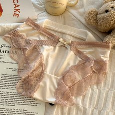 法式蕾絲內褲女純棉襠緞面性感三角內褲, L【100-120斤】