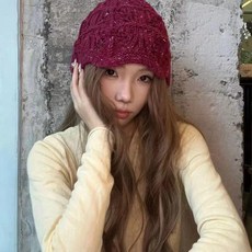 투니스 여성 레이스 번 니트 버킷햇