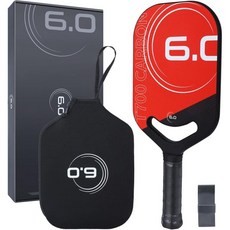 6.0 피클볼 패들 엣지리스 T700 탄소 섬유 16mm 폴리프로필렌 허니컴 코어 에어 오픈 스로트 향상된 스핀 및 컨트롤, 빨간색