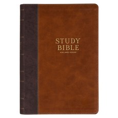 (外文書)KJV Study Bible Large Print (Faux Leather Two-Tone Brown) Leather, Christian Art Publishers, English