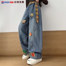 OY1 女童 2025新款 繡花重工牛仔褲 春秋潮褲 網紅款 大童長褲